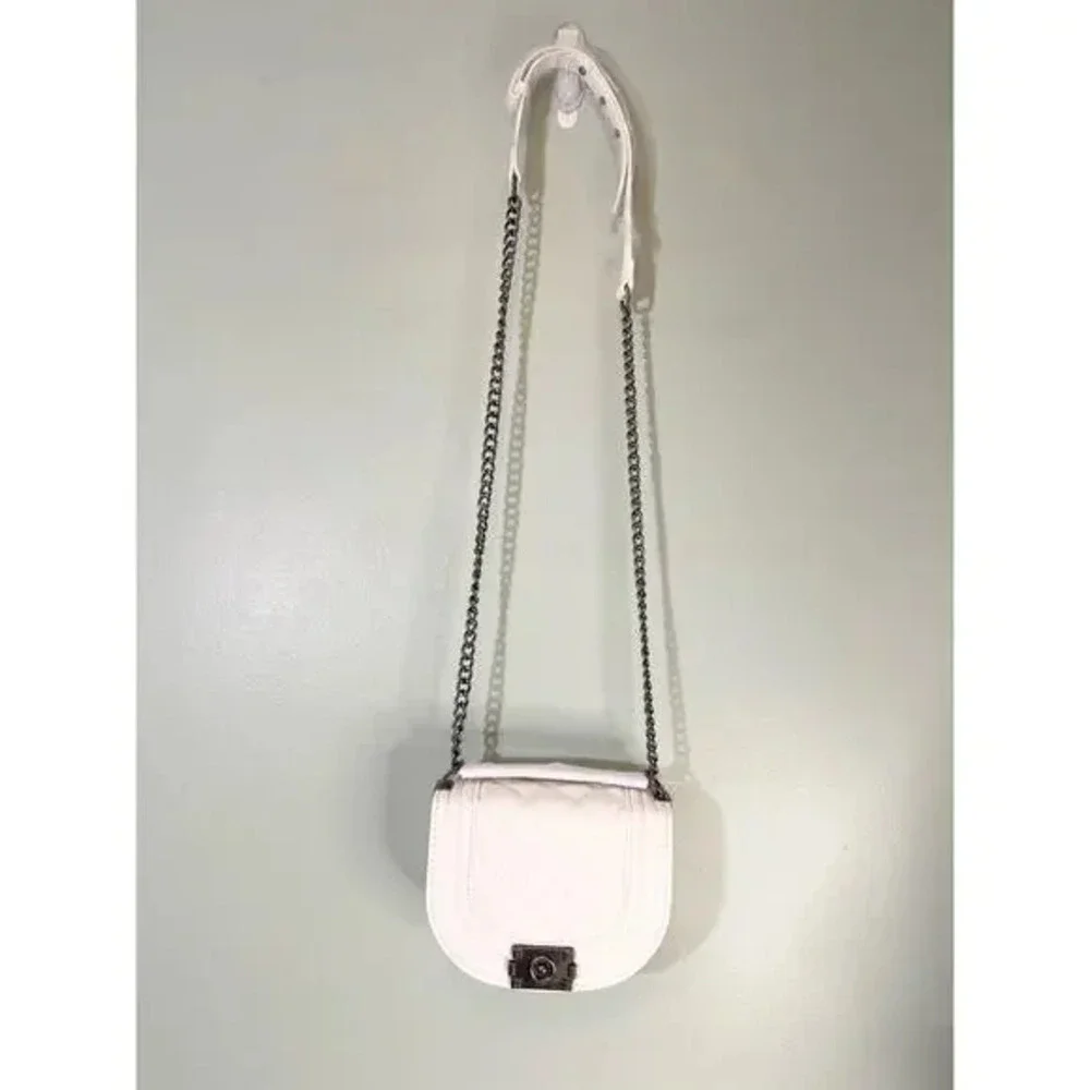 White Hardshell Quilted Convertible Shoulder Crossbody Bag Faux Leather NWT - Picture 8 of 8